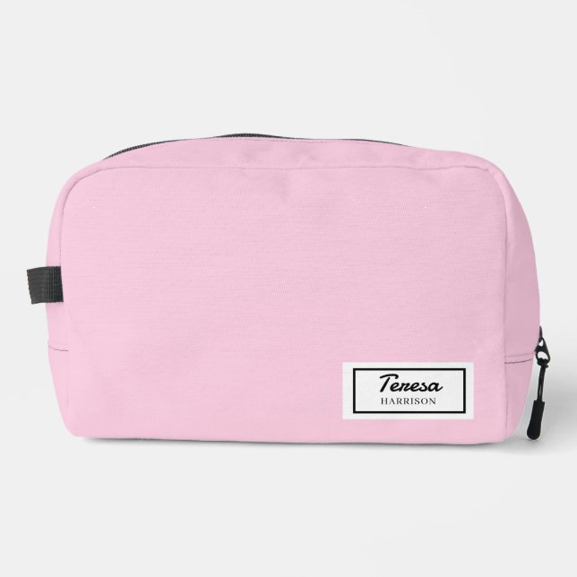 American Nostalgia Classic Simple Minimal Pink Dopp Kit (Front)