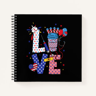 American Nurse 4th Of July Fourth Scrub Top Patrio Notebook