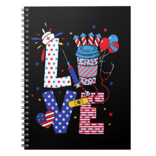 American Nurse 4th Of July Fourth Scrub Top Patrio Notebook