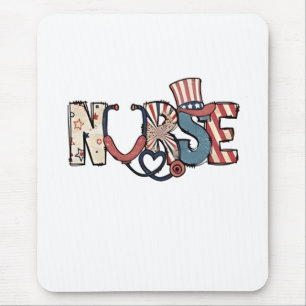 American Nurse 4th of July Patriotic USA Flag Nurs Mouse Pad