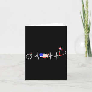 American Nurse 4th Of July Usa Flag Map Patriotic  Card
