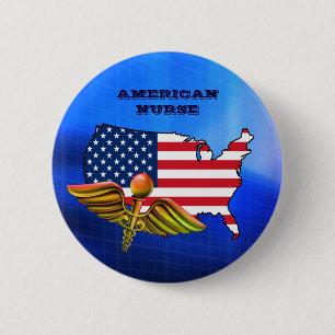 American Nurse. Patriotic 2 Inch Round Button