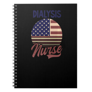 American Nurse Us Flag 4th July Dialysis Tech Notebook