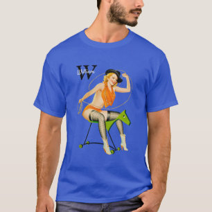 American Old School Pin-Up Cowgirl Customizable T-Shirt
