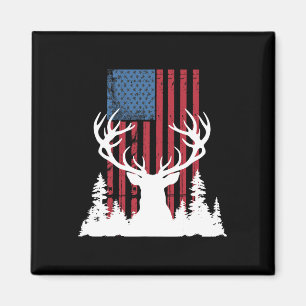American Outdoors Deer Hunting Silhouette In Woods Magnet