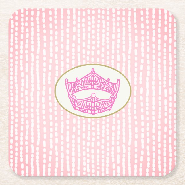 American pageant crown  square paper coaster (Front)