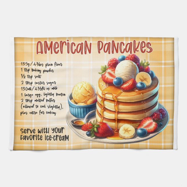 American Pancakes Recipe Kitchen Towel (Horizontal)
