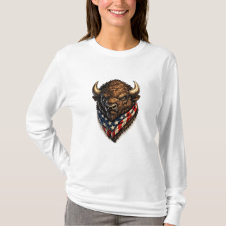 American Patriot Buffalo Head Graphic T-Shirt