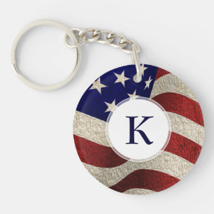 American Patriot Vintage Stars and Stripes US Flag Keychain