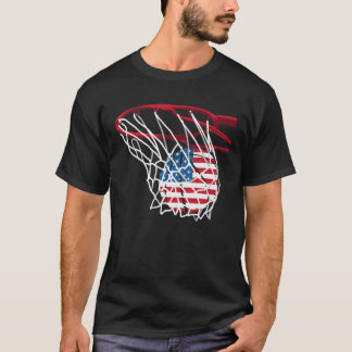American Patriotic Basketball 4th Of July US Flag  T-Shirt