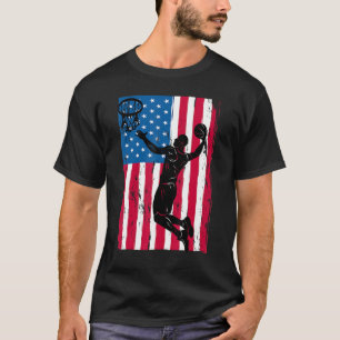 American Patriotic Basketball 4th Of July US Flag  T-Shirt