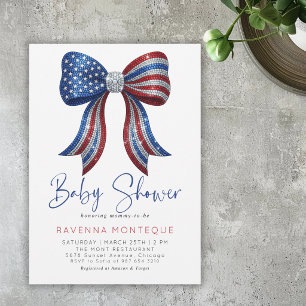 American Patriotic Bow Personalized Baby Shower Invitation