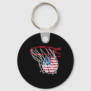 American Patriotic Bysketbyll 4th Of July Us Flag Keychain