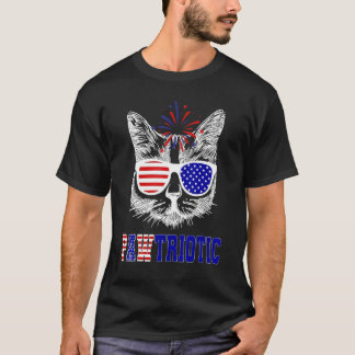 American Patriotic Cat Glasses American Flag 4th O T-Shirt