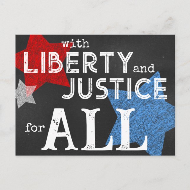 American Patriotic Chalkboard Stars Typography Postcard (Front)