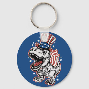 American Patriotic Dinosaur Keychain