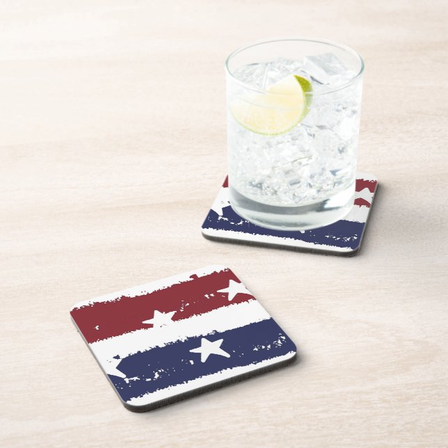 American Patriotic Distressed Paint Coaster Set (Right Side)