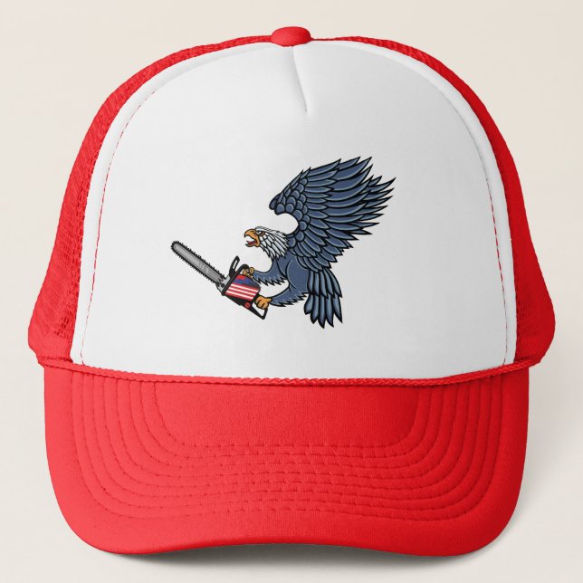 American Patriotic, Eagle Chainssaw Trucker Hat (Front)