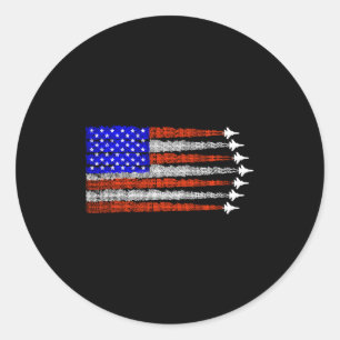 American patriotic fighter jets usa flag 4th of classic round sticker