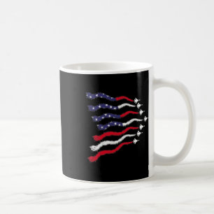 American Patriotic Fighter Jets Usa Flag Waving 4t Coffee Mug