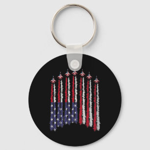 American Patriotic Fighter Jets Usa Flag Waving 4t Keychain