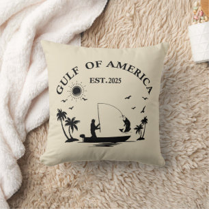  American Patriotic fishing pole Gulf of America Throw Pillow