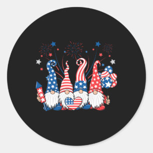 American Patriotic Gnomes Usa Independence Day 4th Classic Round Sticker