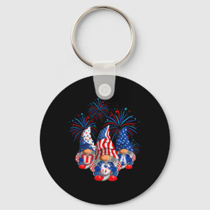 American Patriotic Gnomes Usa Independence Day 4th Keychain