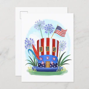 American Patriotic Hat House Postcard