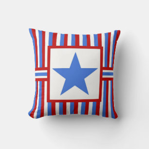 American Patriotic Modern Folk Art Throw Pillow