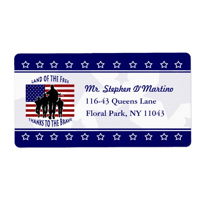 American Patriotic Personnalisé Étiquette d'expédi (Devant)