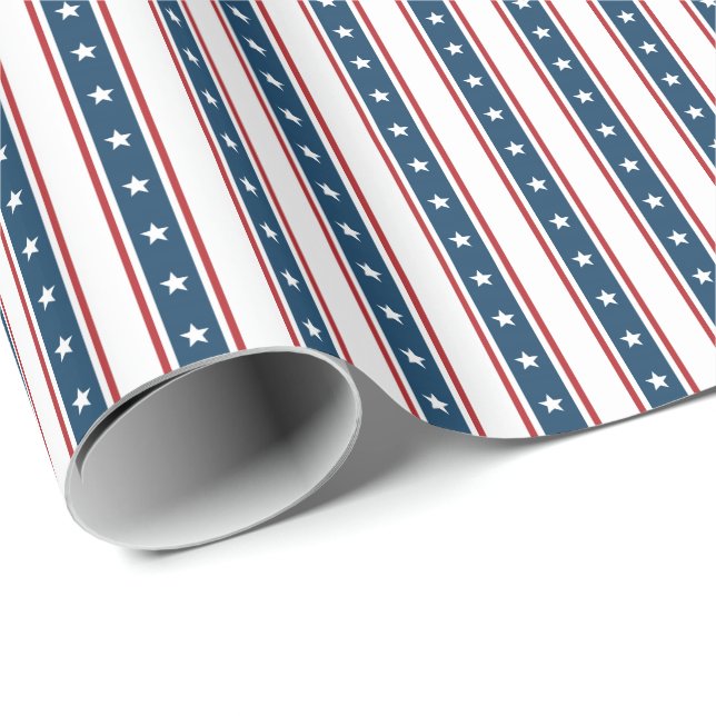 American Patriotic Stars and Stripes Pattern Wrapping Paper (Roll Corner)