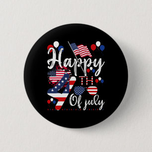 American Patriotic Us Flag Alien Happy 4th Of July 2 Inch Round Button