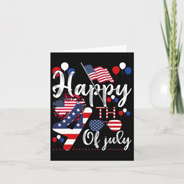 American Patriotic Us Flag Alien Happy 4th Of July Card (Front)