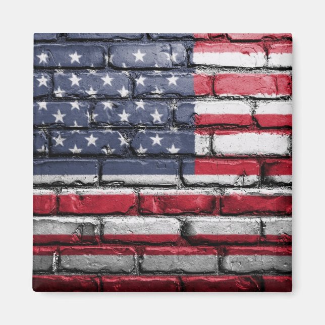 American Patriotic US Flag on the Wall Magnet (Front)