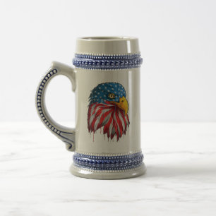 American Patriotic USA Flag Bald Eagle Beer Stein