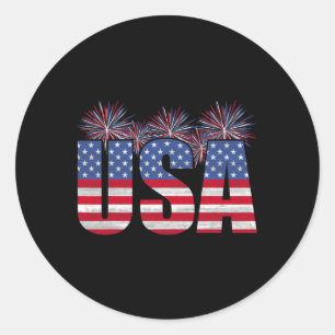 American Patriotic Usa Men Women Flag Usa Freedom  Classic Round Sticker
