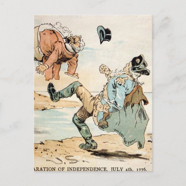 American Patriots kicking out the British Postcard (Front)