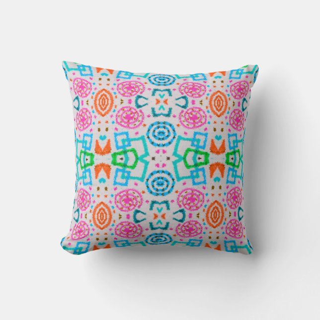 American pattern. Ikat seamless print. Fashion che Throw Pillow (Front)