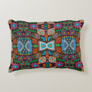 American pattern. Ikat seamless print. Indian desi Accent Pillow