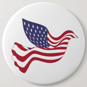 AMERICAN PEACE DOVE 6 INCH ROUND BUTTON