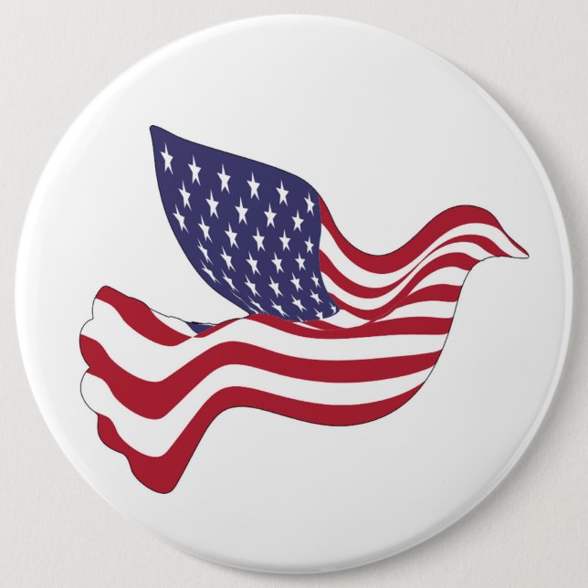 AMERICAN PEACE DOVE 6 INCH ROUND BUTTON (Front)