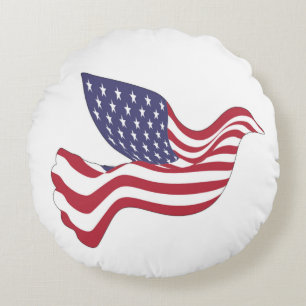 AMERICAN PEACE DOVE ROUND PILLOW