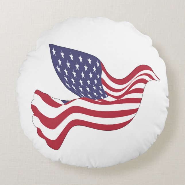 AMERICAN PEACE DOVE ROUND PILLOW (Front)