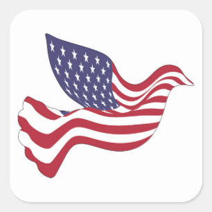 AMERICAN PEACE DOVE SQUARE STICKER