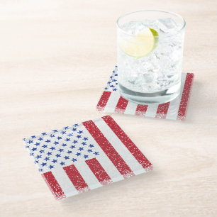 American Peace Flag Grunge State National Glass Coaster