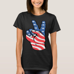 American Peace Flag  Patriotic 4th of July Hand Si T-Shirt