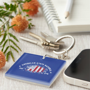 American Peace Flag Splat Est 1776 Keychain