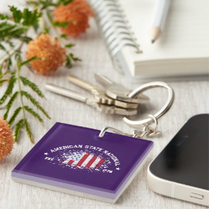 American Peace Flag Splat Est 1776 Keychain