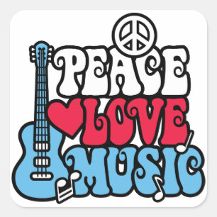 American Peace Love Music Square Sticker